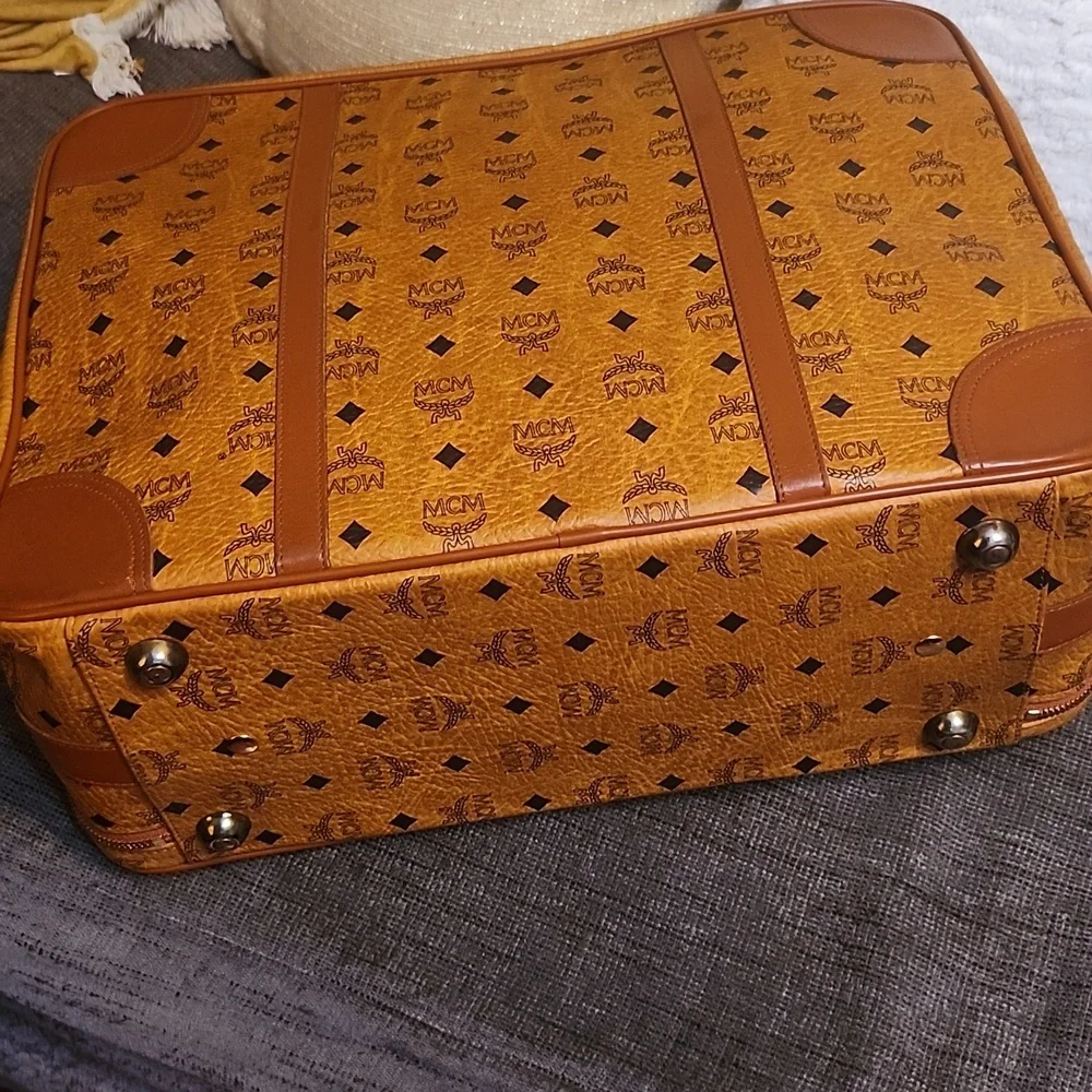 MCM Cognac Visetos Weekender Bag Vintage Made In Germany Unbranded Chains Added - Picture 9 of 17